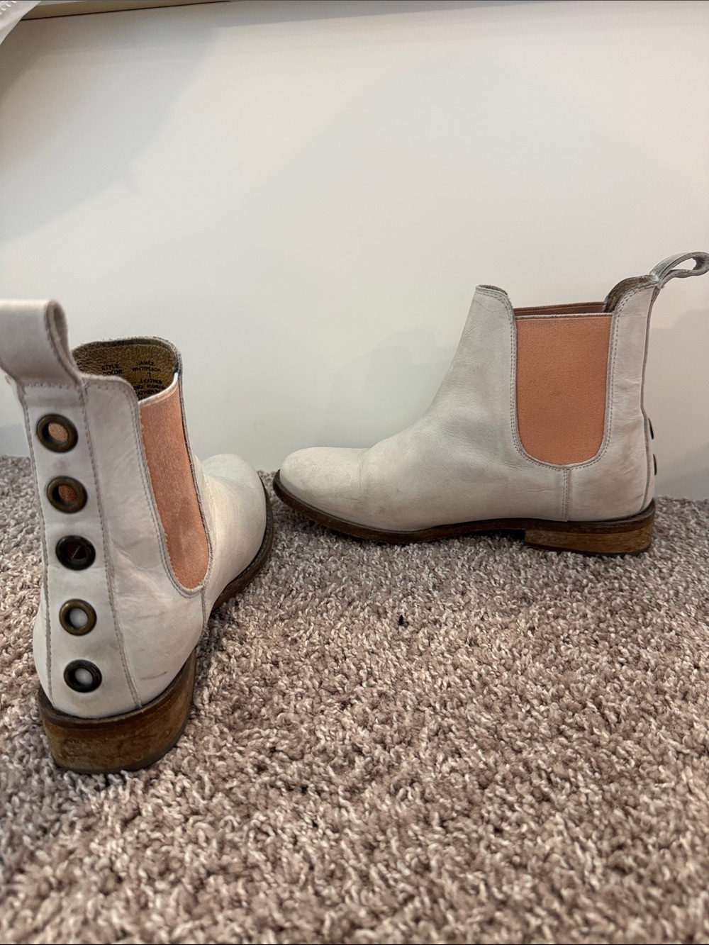 Washed Stone/Peach Leather Chelsea Boots